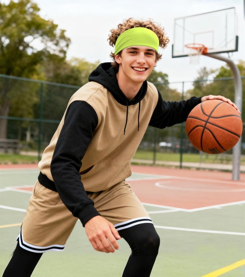 SRLLBBY 4 PCS Double-Layer Workout Headbands, Stretchy Sports Sweatband for Men and Womem, Sweat Wicking Hairbands for Running - Image 3